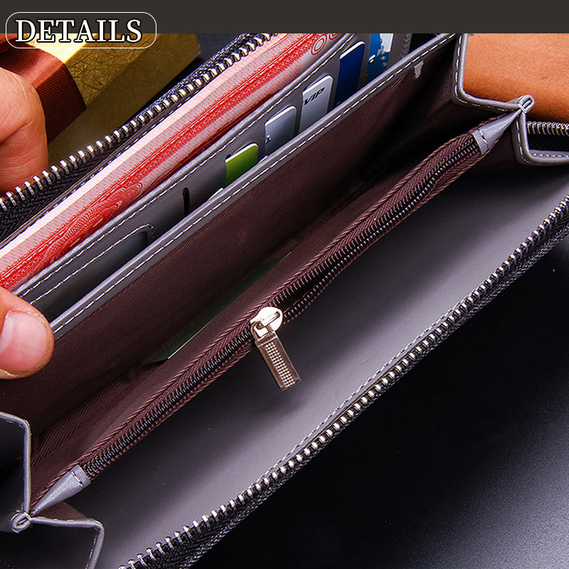 長財布 メンズ ラウンドファスナー 大容量 キャンバス ストラップ付き メンズ財布 おしゃれ 使いやすい 人気 軽量 多機能 じゃばら 大き –  GRANEU